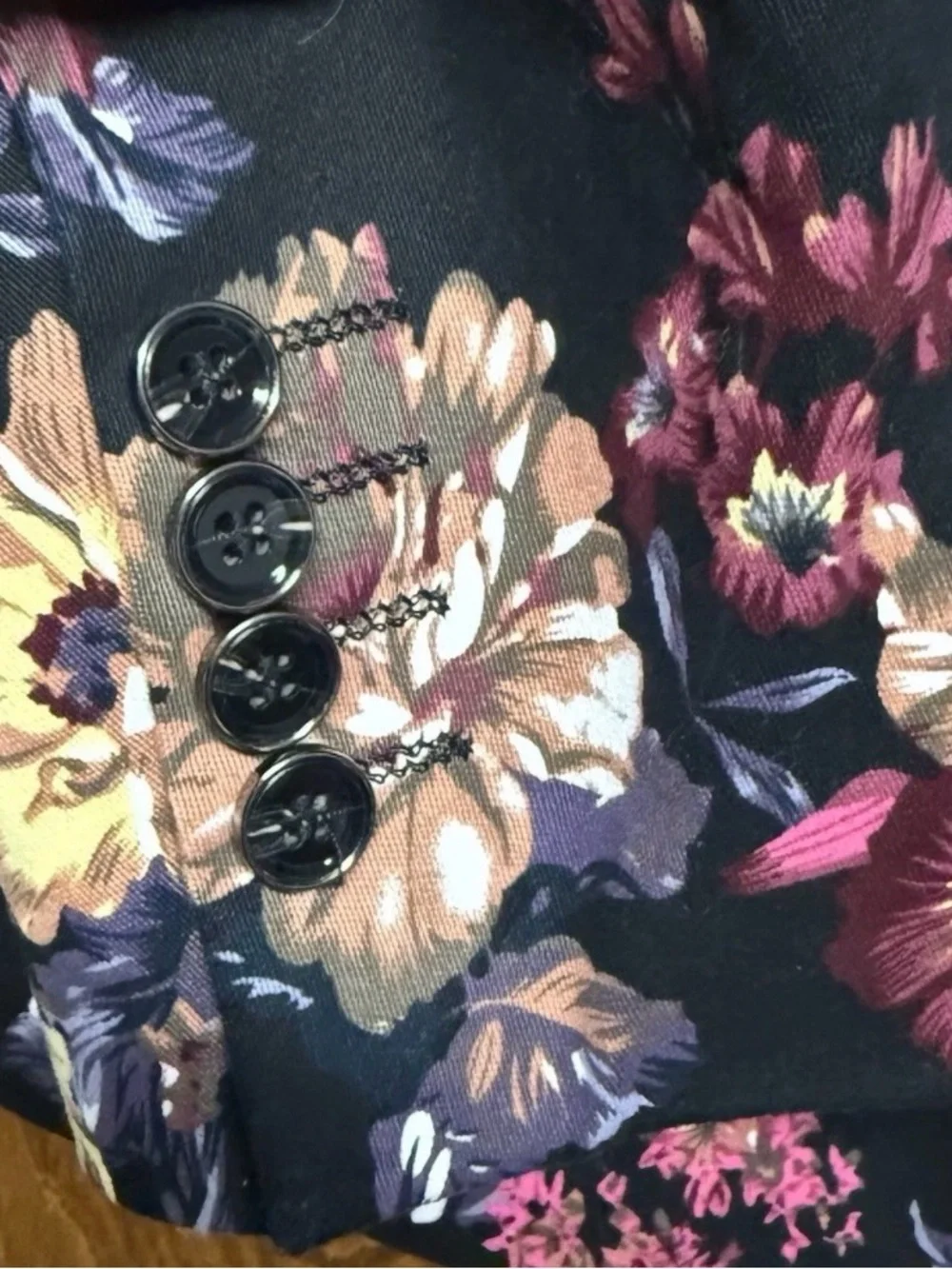 Men’s XL Black Floral Print Blazer Sport Coat Single Button Statement